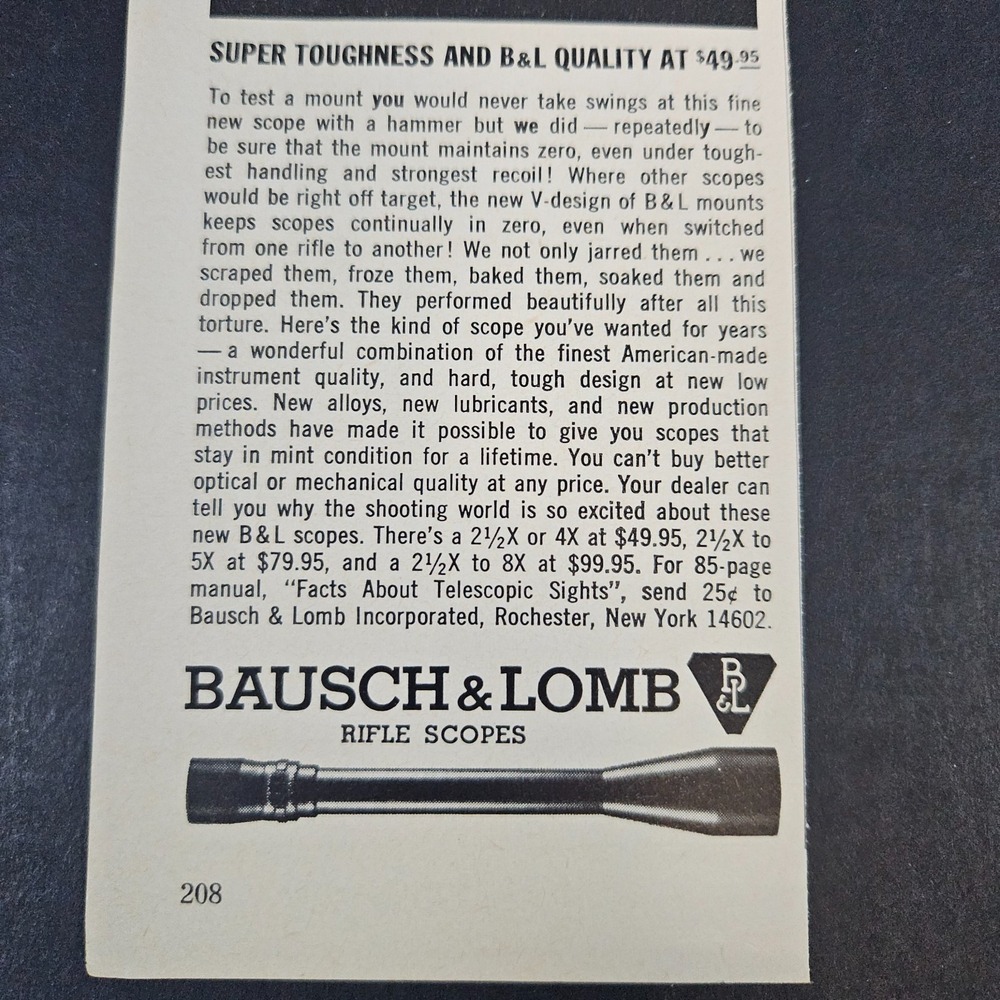 1964 Bausch & Lomb Rifle Scopes Vintage Print Ad Rochester NY Jar It Then Use It